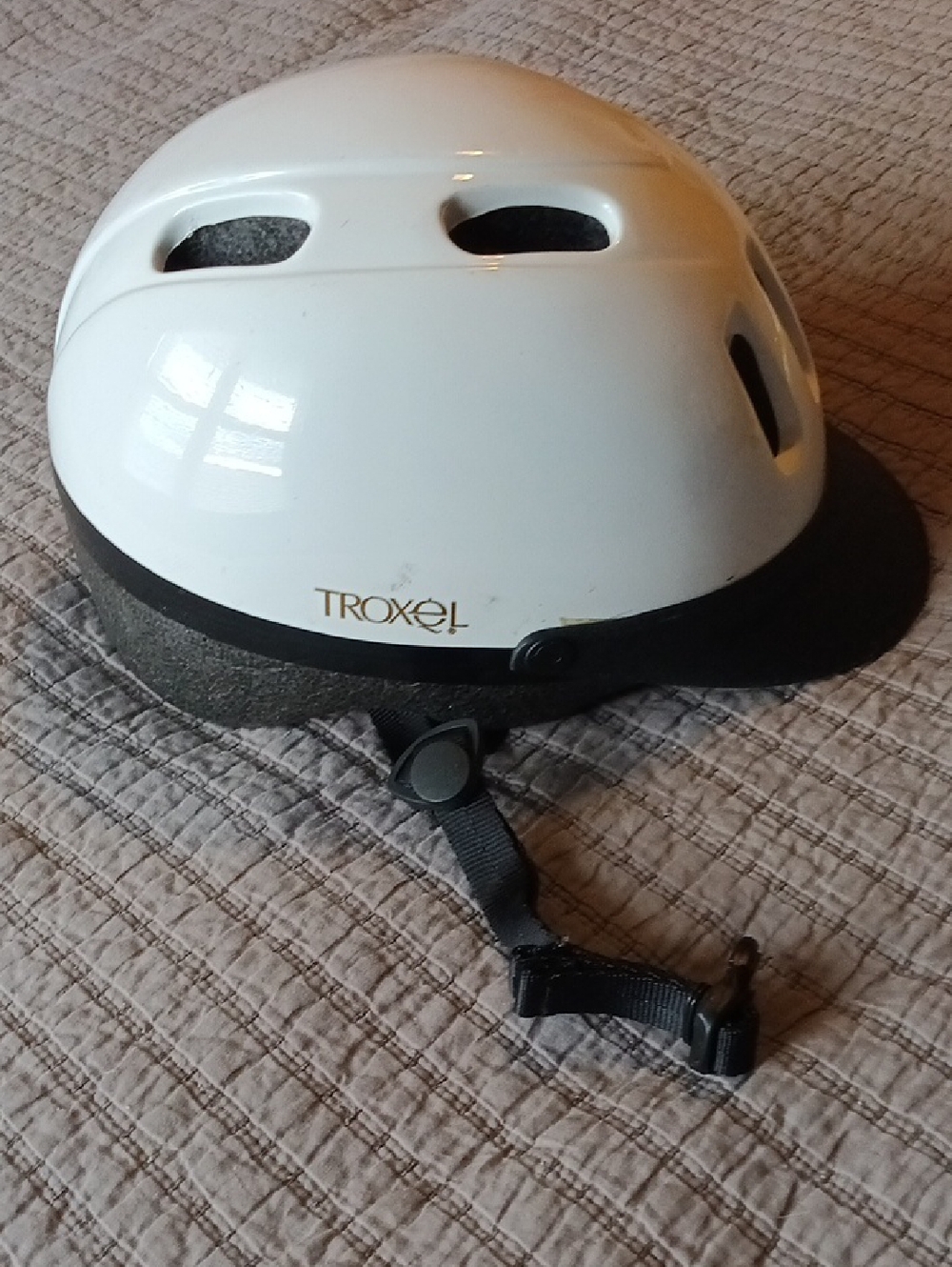 Troxel White Equestrian Helmet with Black Trim